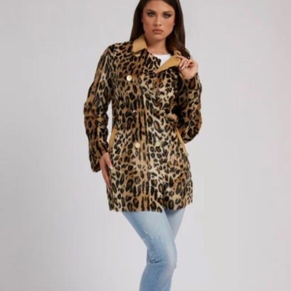 Guess Annette Reversible Coat - Cheetah Print - Picture 2 of 13